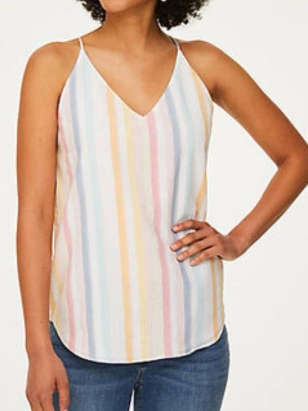Loft Women's Pastel Stripe V-Neck Cami Tank Top XL